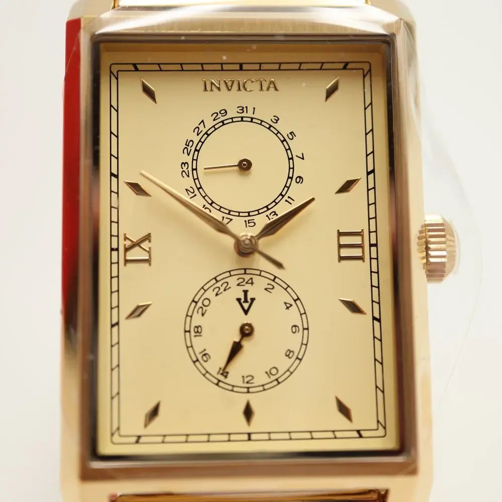 Invicta Men's Gold Tone 40mm Tank Watch Calendar Sweeping Second Hand 46862